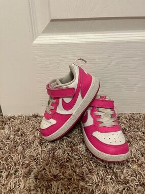 Nike Kids Hot Pink and White Velcro Sneakers